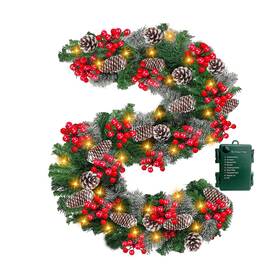 Xm187 Camlinbo Xm187- Auto Timer And 8 Modes 9ft By 10 Inch 50 Led Prelit Christmas Garland Decoratio