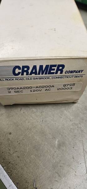 390a-a Cramer Timer Relay .05 To 2 Second 120 Volt 60 Hz New Open Box