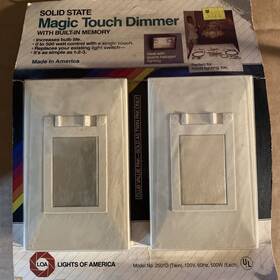 2501 Lights Of America 030527025026 Vtg Solid State Magic Touch Dimmer Light Switch W / Built In Memory Twin Pak