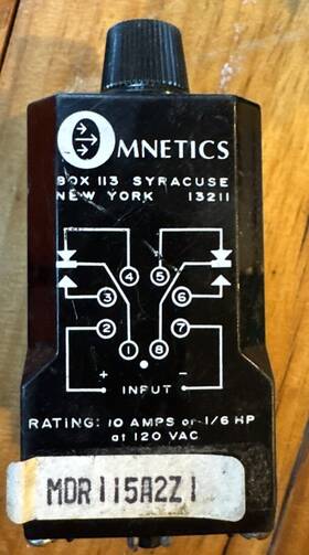 Mdr115a2z1 Omnetics 10a 1/6hp 120vac Timer - Used 0.1 1 Sec