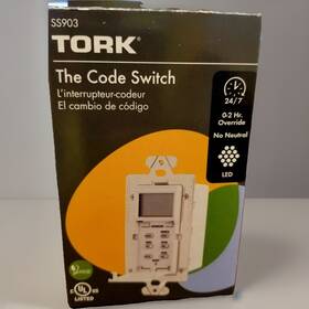 Ss903 Tork Timer In-wall Digital White Code Time Switch Override 15a Daily