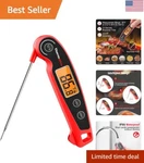 Red Waterproof Digital Meat Thermometer - Fast Read With Large Backlit Display. Fixed Price $31.99.