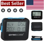 Sleek Black/blue Interval Timer & Stopwatch With Belt Clip For Workout Precision. Fixed Price $40.99.
