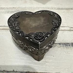 Vintage Regent Square Footed Silverplate Trinket Jewelry Box With Roses Tarnish. Fixed Price $20.01.
