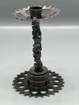Industrial Steampunk Rotating Metal Gear & Chain Bike Cycle Candle Holder Art 7". Fixed Price $65.00.