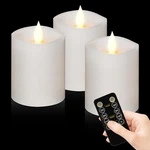 3X4 Flickering Flameless Candles Remote Timer Set Of Real Wax White Pillar Led. Fixed Price $54.35.