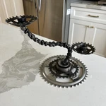 Industrial Steampunk Rotating Metal Gear & Chain Bike Cycle Candle Holder Art. Fixed Price $75.00.