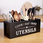 Holder For Kitchen Counter Large Round Utensils With Wooden Base. Fixed Price $19.99.