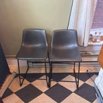 Lumisource Duke Counter Stools In Faux Grey Leather With Black Metal Frame - Set. Fixed Price $60.00.