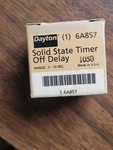 Dayton 6A857 Encapsulated Timer Relay, 1A, Solid State, Pins: 2. Fixed Price $29.95.