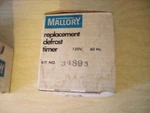 New - Original Box Mallory Repalacement Defrost Timer 34893. Fixed Price $15.00.