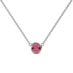 Rhodolite Garnet Womens Solitaire Pendant 1/2 Ct 16" Chain 14K Gold JP:152561. Fixed Price $786.50.