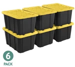 Sterilite 27 Gal Industrial Storage Tote Bin Box Snap Lid Black Yellow 6 Pack. Fixed Price $48.29.