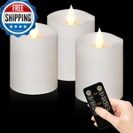 3X4" Flickering Flameless Led Candles W/ Remote & Timer 3-PCS White Wax Pillar. Fixed Price $53.69.