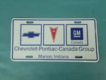 Nos Vintage Chevrolet Pontiac Canada Group Marion Indiana License Plate Chevy Gm. Fixed Price $179.95.