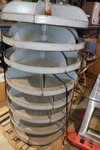 Industrial Revolving Parts Bin Metal Counter Display Rack Organizer, 65"H X 35". Fixed Price $749.00.