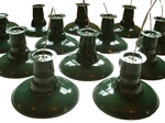 Porcelain 12" Flush Mount Industrial Green Barn Light Lamp Gas Station Vtg A's. Fixed Price $219.00.